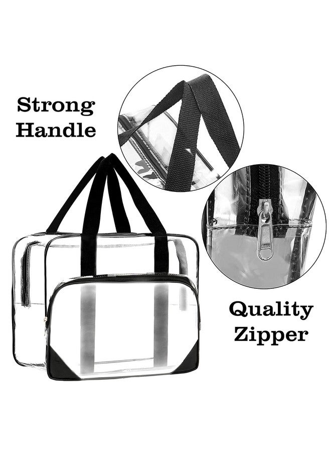 TULMAN Transparent Makeup Bags,Travel Toiletry Bag for Women Cosmetic Bags with Handle Bathroom Organizer Bag Tote Zipper Handbag - Image 3