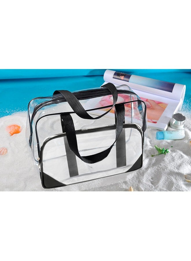 TULMAN Transparent Makeup Bags,Travel Toiletry Bag for Women Cosmetic Bags with Handle Bathroom Organizer Bag Tote Zipper Handbag - Image 4