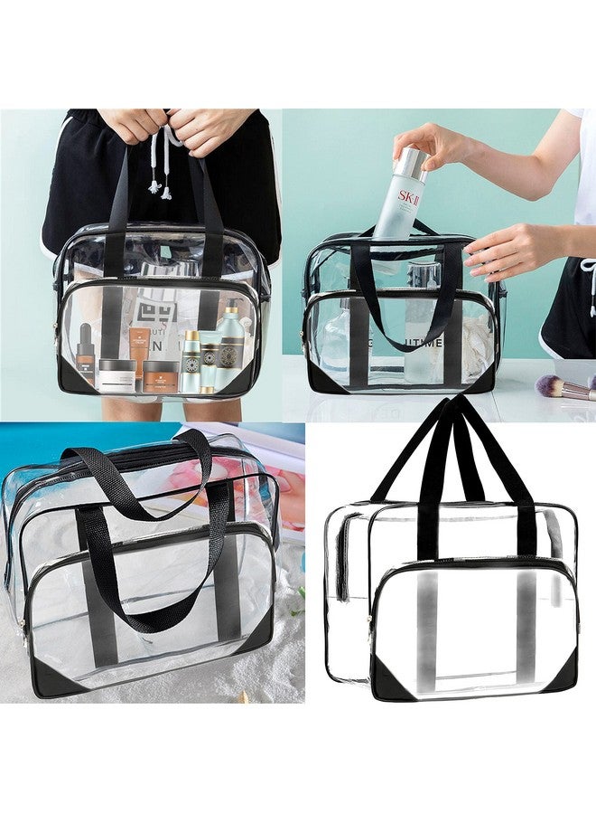 TULMAN Transparent Makeup Bags,Travel Toiletry Bag for Women Cosmetic Bags with Handle Bathroom Organizer Bag Tote Zipper Handbag - Image 5