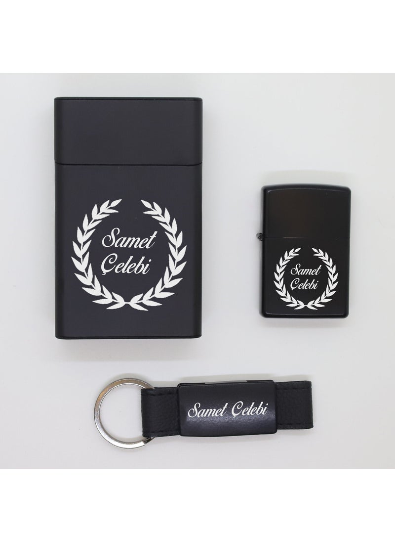 Ada Lazer - Personalized Metal Cigarette Box, Zippo Lighter and Keychain Set - 2 - Image 1