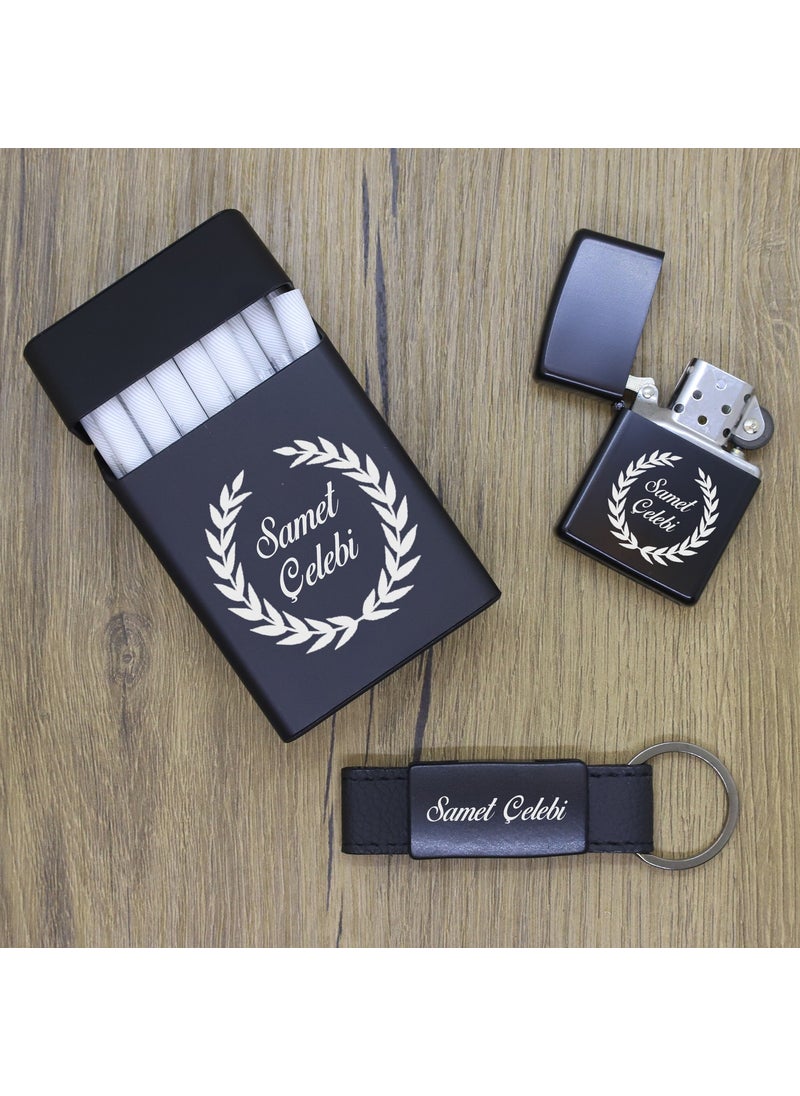 Ada Lazer - Personalized Metal Cigarette Box, Zippo Lighter and Keychain Set - 2 - Image 1