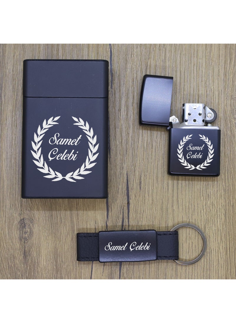 Ada Lazer - Personalized Metal Cigarette Box, Zippo Lighter and Keychain Set - 2 - Image 1