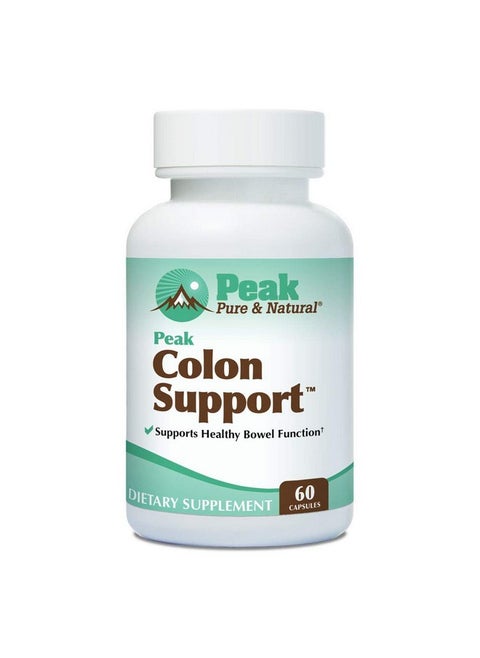 Peak Pure & Natural Colon Support - مكمل غذائي لتطهير القولون وإزالة السموم من أجل صحة الجهاز الهضمي - دعم صحة الأمعاء مع مستخلصات الإينولين وأوراق السنا - مع الألياف والبريبايوتكس والبروبيوتكس - عبوة واحدة