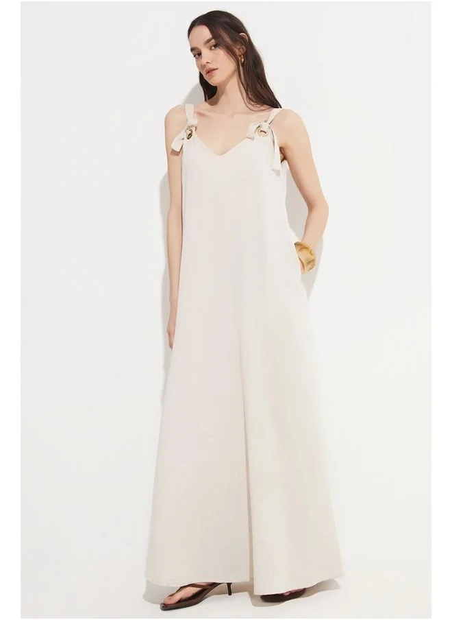 جون June Ring Detail Dress Stone