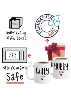 SHOP NEW ARRIVALS EST 2024 Husband Wife Mugs Set Wedding Gift for Couple, Mr Mrs Mug Wedding Gift, Engagement Wedding Gift for Couple, Valentine’s Day Mug Gift for Couples, Wedding Gift for Bride Groom  - Image 4