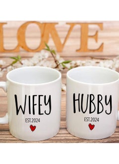 SHOP NEW ARRIVALS EST 2024 Husband Wife Mugs Set Wedding Gift for Couple, Mr Mrs Mug Wedding Gift, Engagement Wedding Gift for Couple, Valentine’s Day Mug Gift for Couples, Wedding Gift for Bride Groom  - Image 2