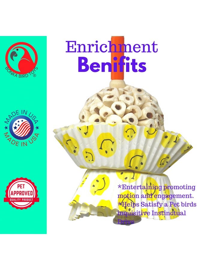 Bonka Bird Toys Bonka Bird Toys 1925S Smiley Cup Cake Foraging Parrot cage Cockatiel African Grey - Image 3