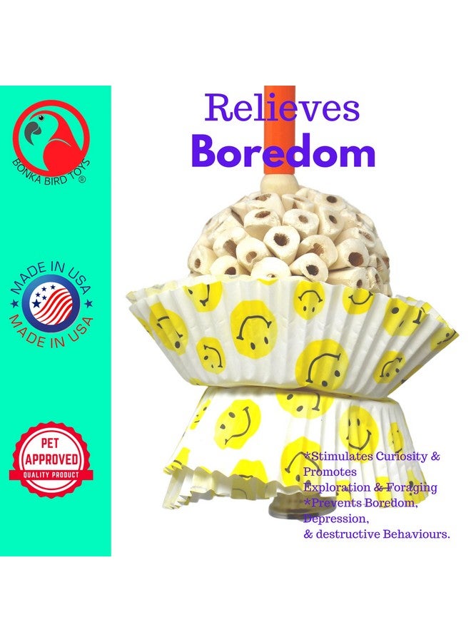 Bonka Bird Toys Bonka Bird Toys 1925S Smiley Cup Cake Foraging Parrot cage Cockatiel African Grey - Image 4