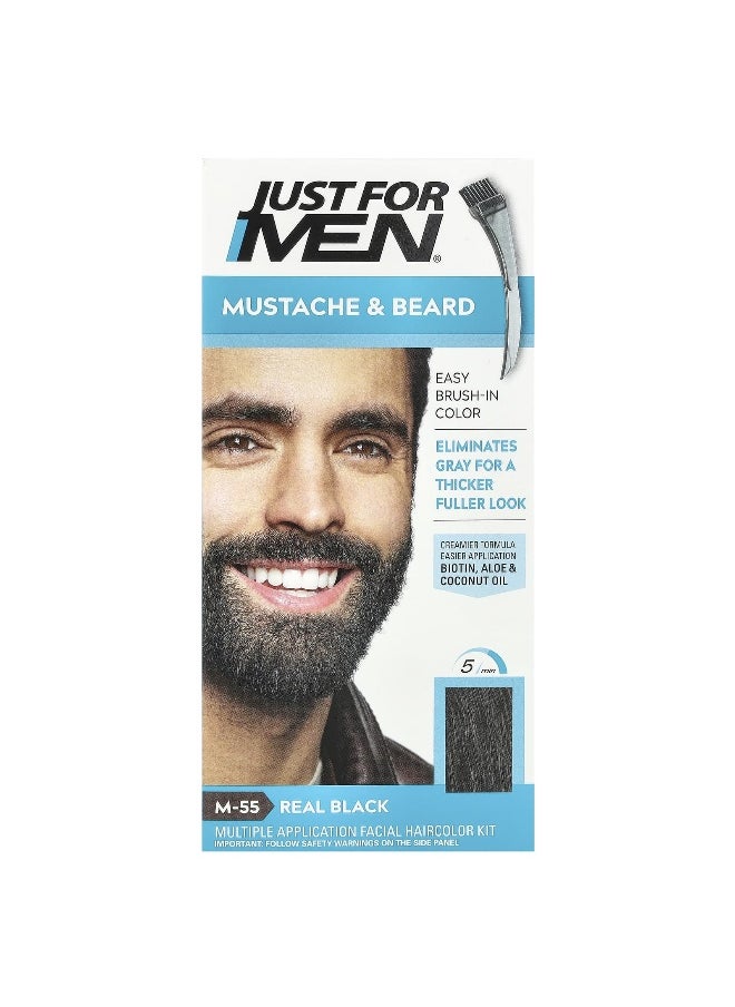 Just For Men Just for Men, Mustache & Beard, Easy Brush-In Color, M-55 Real Black, 1 Multiple Application Kit  - Image 2