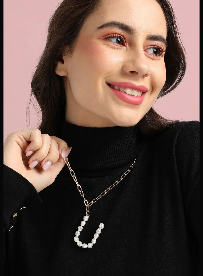 SOHI Gold Plated Pearls Party Wear Necklace For Women