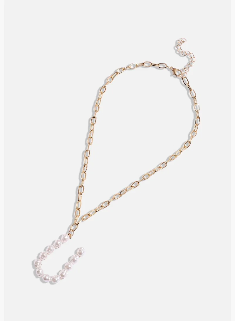 SOHI Gold Plated Pearls Party Wear Necklace For Women