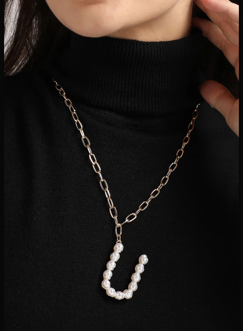 SOHI Gold Plated Pearls Party Wear Necklace For Women