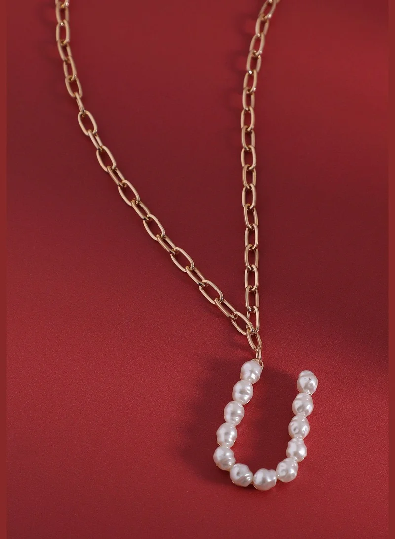 SOHI Gold Plated Pearls Party Wear Necklace For Women