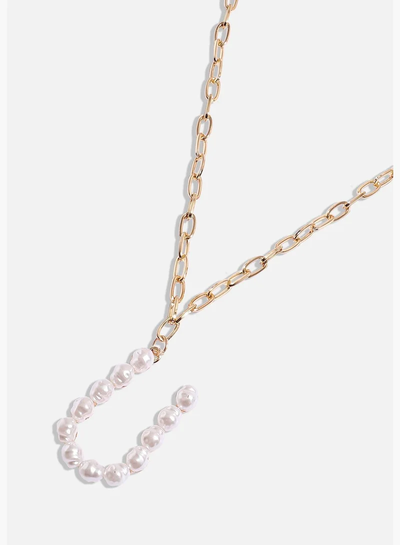 SOHI Gold Plated Pearls Party Wear Necklace For Women