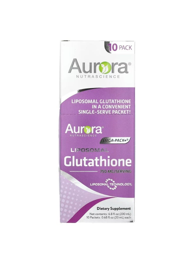 Aurora Nutrascience, Mega-Pack+®, Liposomal Glutathione, 10 Packets, 0.68 fl oz (20 ml) Each - Image 1