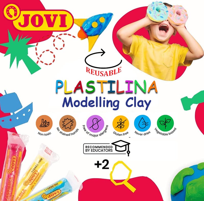 Jovi Plastilina White Non-Drying Modelling Clay for Art & Craft Pack of 6 Bars - 50gms Each Non-Toxic Gluten Free Fine Motor Skills, Moulding, Pottery Sculpting Project Work with Dough - Image 5