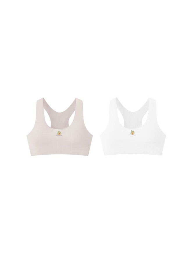 Deesha 2-pack Ice Silk Mesh Student Development Breathable Mesh Vest Bras Stage 1 Beige + Light Pink - Image 2