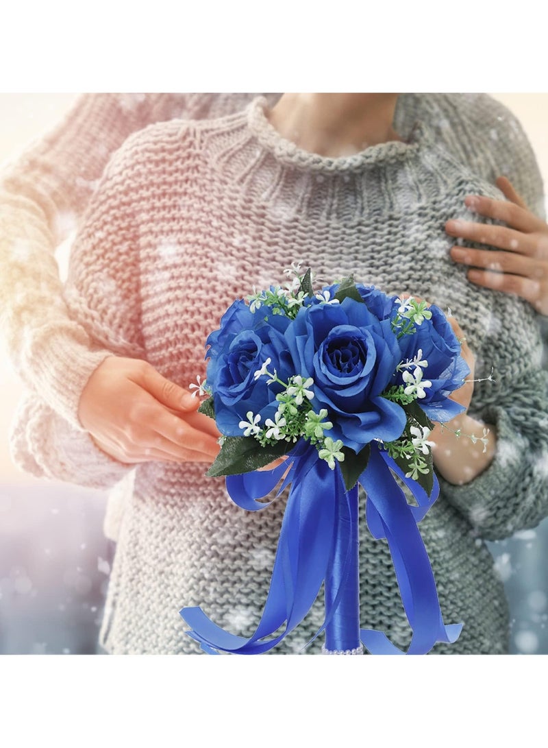 كاست ويف باقات الزفاف الملكي العروسة باقات الزهور باقات الزفاف الاصطناعي مع اللؤلؤ احتفالات الذكرى حفل زفاف هدايا ديكور المنزل - Image 2