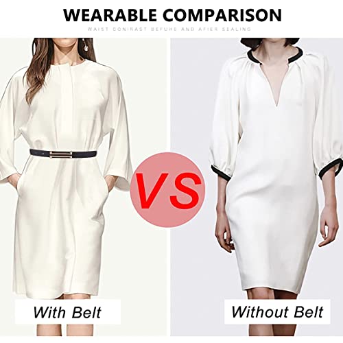 PALAY® Fashion Leather Belt for Women, Simple Slim Belt Buckle Waist Belt for Dresses Pants Jeans Belt, Black - Image 5