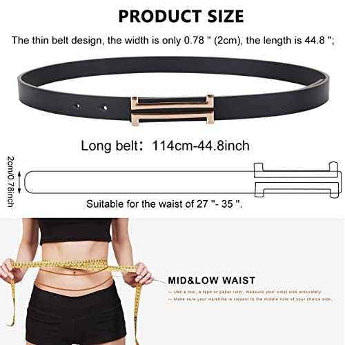 PALAY® Fashion Leather Belt for Women, Simple Slim Belt Buckle Waist Belt for Dresses Pants Jeans Belt, Black - Image 2
