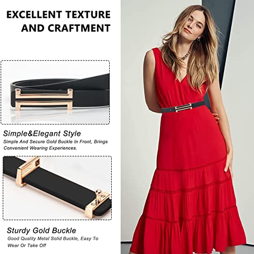 PALAY® Fashion Leather Belt for Women, Simple Slim Belt Buckle Waist Belt for Dresses Pants Jeans Belt, Black - Image 4