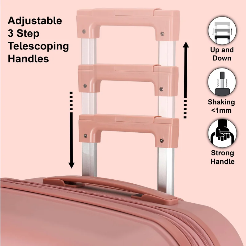 Cabinpro rose unisex expandable medium checked pp fashion trolley lightweight hard shell spinner luggage with 360° degree 4 twin wheel and double zippers cp003 - rose  | Best Price UAE