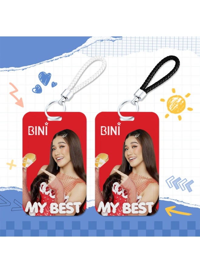 NIBEMINENT 1 - Piece BINI Kpop Photo Card Holder Pendant Key Chain ID Badge Holder ID Card Holder Photo Card Protector for School ID Office ID Access Card for Women Girls