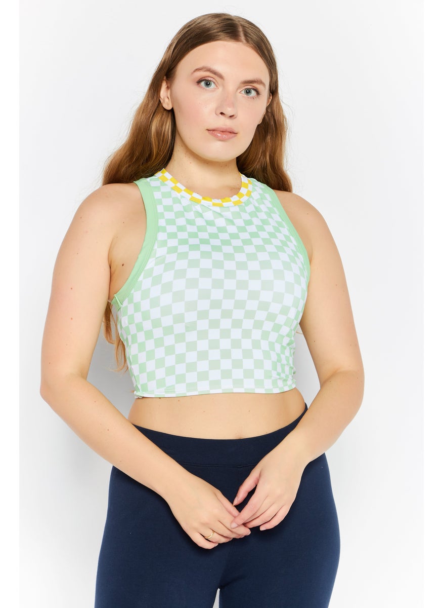 Women Round Neck Sleeveless Checkered  Tank Top, Green - pzsku/Z1253DC7B5624908810CFZ/45/_/1726109177/1abbd4ad-0262-4901-8964-fc3614ca013c