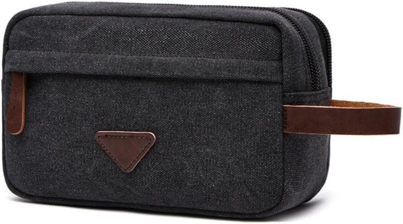 Tumecos Men’s Toiletry Bag Leather Waxed Canvas Shaving Dopp Kit Travel Accessories Organizer Bag