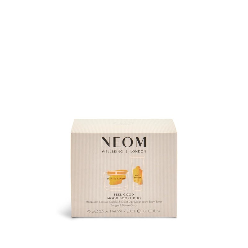NEOM Feel Good Mood Boost Duo Gift Set Happiness Scented Candle Great Day Magnesium Body Butter - Image 5