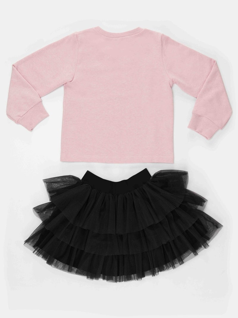 Denokids Heart Glasses Girl Tulle Sweatshirt Skirt Set  - Image 5