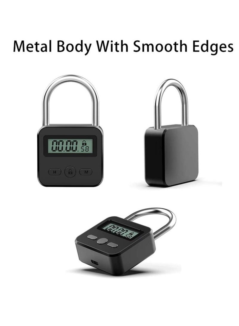 USB Rechargeable Metal Timer Lock with LCD Display, Multi-Function Electronic Timer, Max 99 Hours Timing  - Image 3