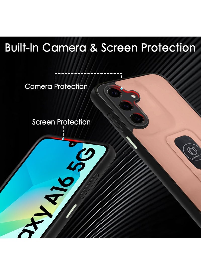 Techie غطاء خلفي أنيق من TPU سيليكون مع مقبض يد مغناطيسي وحامل مدمج لهاتف سامسونج جالاكسي A16 5G - وردي - Image 5