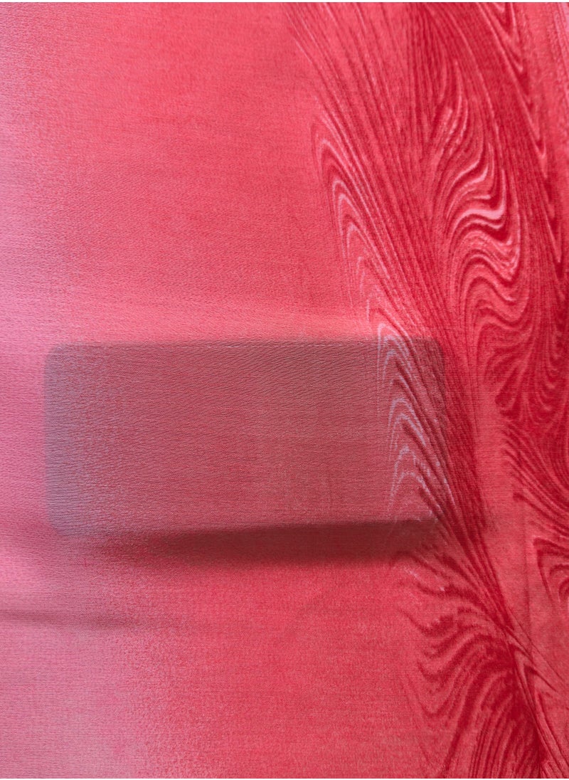 Generic 5.25 Yards 58" Wide Chiffon Fabric, Floral Print, Soft Sheer Fabric for Dresses, Scarves, Tablecloths, Curtain Panels, DIY Crafts - Pink, Red  - Image 4