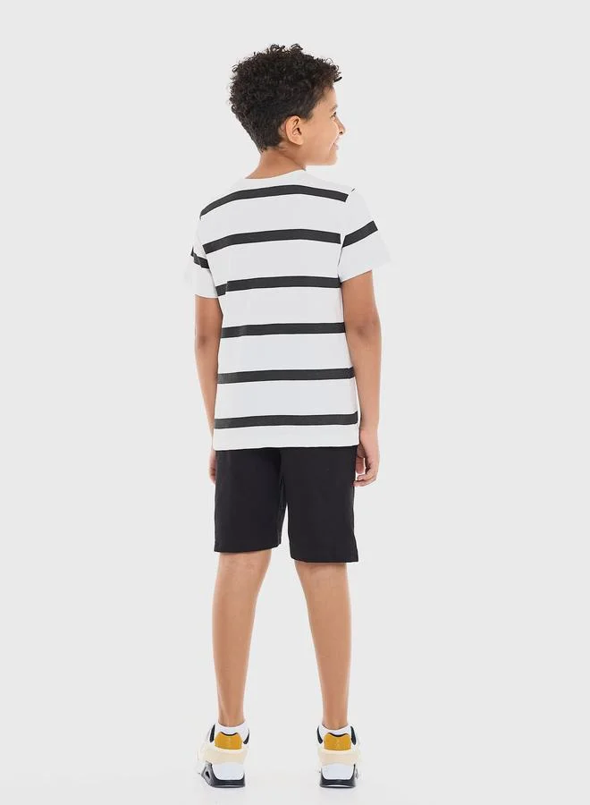 victor and jane Victor And Jane Boys Striped T-Shirt and Shorts Set