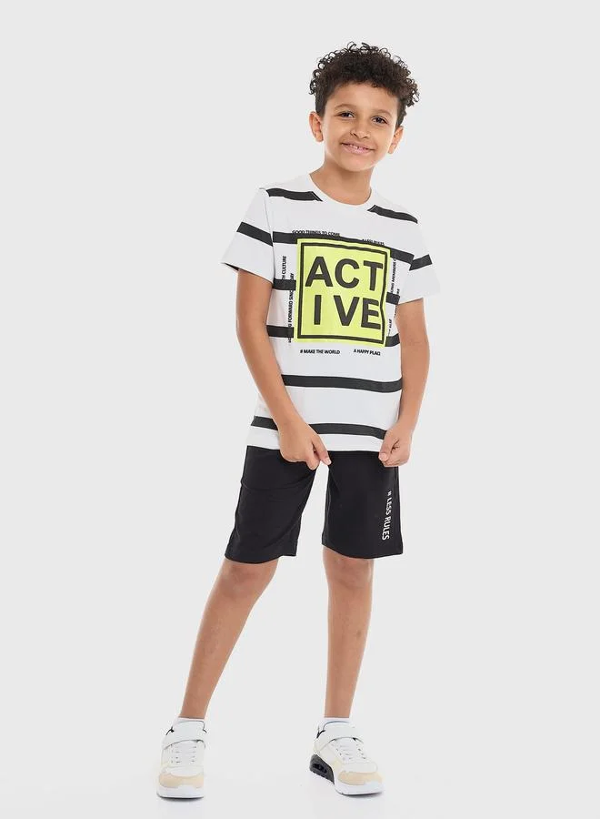 victor and jane Victor And Jane Boys Striped T-Shirt and Shorts Set