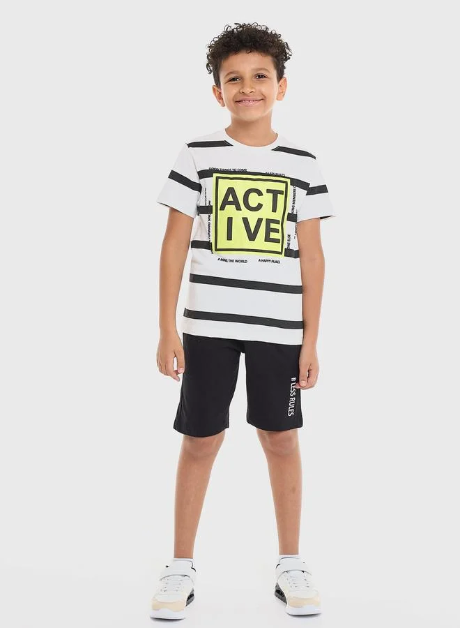 victor and jane Victor And Jane Boys Striped T-Shirt and Shorts Set
