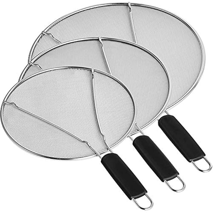 KASTWAVE Dfino Stainless Steel Grease Splatter Screen With Silicone Handle  99 Oil Splash Guard For Frying Pans Easy To Clean Includes Resting Feet For Kitchen Safety - Image 3