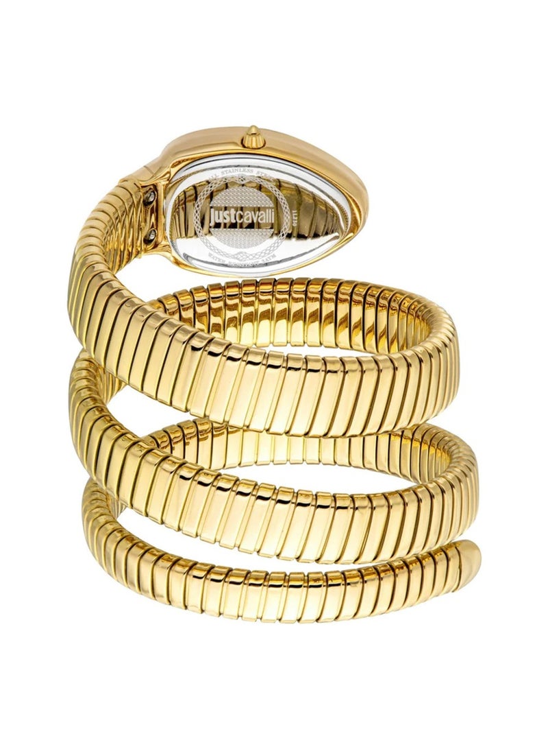 Just Cavalli ساعة فيزوزو كوارتز ذهبية صفراء من الفولاذ المقاوم للصدأ للنساء JC1L230M0045 - Image 2