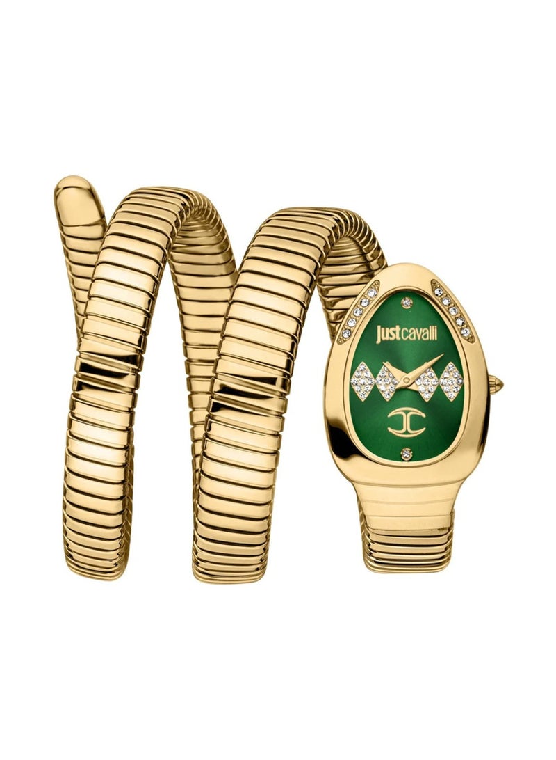 Just Cavalli ساعة فيزوزو كوارتز ذهبية صفراء من الفولاذ المقاوم للصدأ للنساء JC1L230M0045 - Image 1