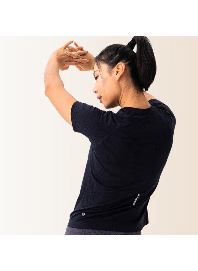 Uto Women'S Quick Dry T-Shirt Outdoor Sports Short Sleeve Professional Marathon Running Top L Classic Black