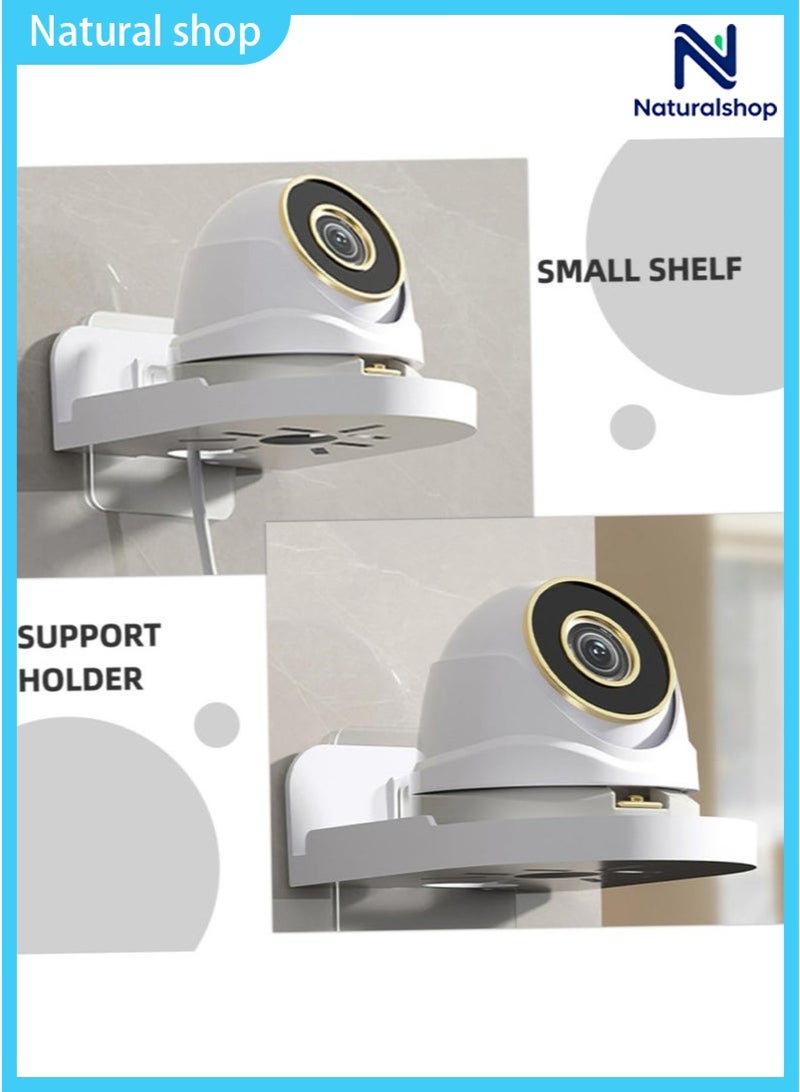 naturalshop 2PCS Wall Mount Storage Rack, No Drilling Adhesive Bracket for Security Cameras & Speakers, Heavy Duty Stick-Up Holder, Easy Install White Shelf for Baby Monitors & Home Use - Image 5