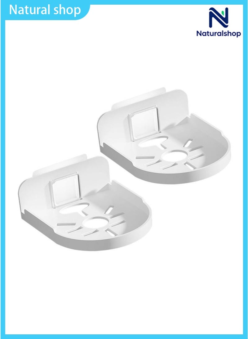 naturalshop 2PCS Wall Mount Storage Rack, No Drilling Adhesive Bracket for Security Cameras & Speakers, Heavy Duty Stick-Up Holder, Easy Install White Shelf for Baby Monitors & Home Use - Image 2