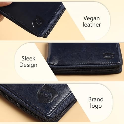 SAMTROH Denim Vegan Leather Wallet with Zipper Chain for Men Women | Compact Coin Pocket Purse with 3 Card Slots, 2 Currency Compartments, 2 Secret Pockets | Stylish Unisex Mini Wallet (Black) - Image 5