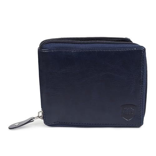 SAMTROH Denim Vegan Leather Wallet with Zipper Chain for Men Women | Compact Coin Pocket Purse with 3 Card Slots, 2 Currency Compartments, 2 Secret Pockets | Stylish Unisex Mini Wallet (Black) - Image 1