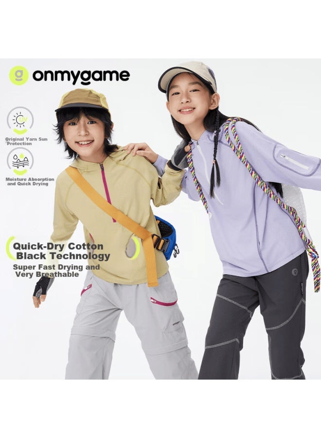 Onmygame children's Long Sleeve T-shirt Spring And Autumn Boys Girls Light Mist Purple 170 - Image 2