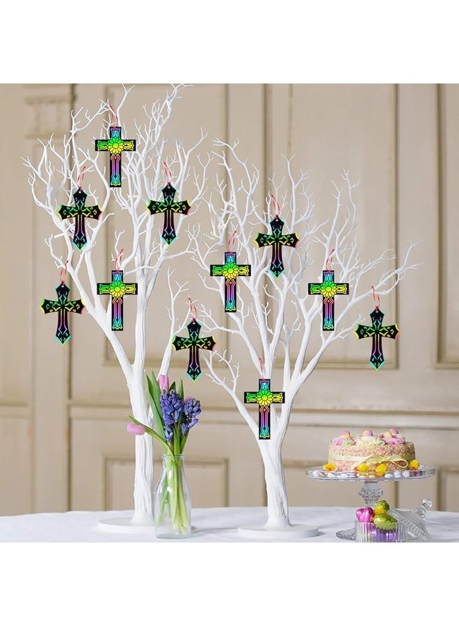 WATINC 60Pcs Scratch Cross Ornaments, Magic Art Color Craft Kit for Kids Magic Scratch Party Favors, Scratch Paper Hanging Tags, Birthday Gifts for Kids, DIY Art Craft Kit for Boys Girls - Image 1