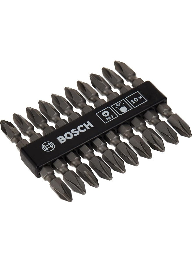 BOSCH - 10 Pieces Ph2 Double Ended Bit Set,65 Mm Total Length, Universal Standard Tools Accessories-2608521039 - Image 1