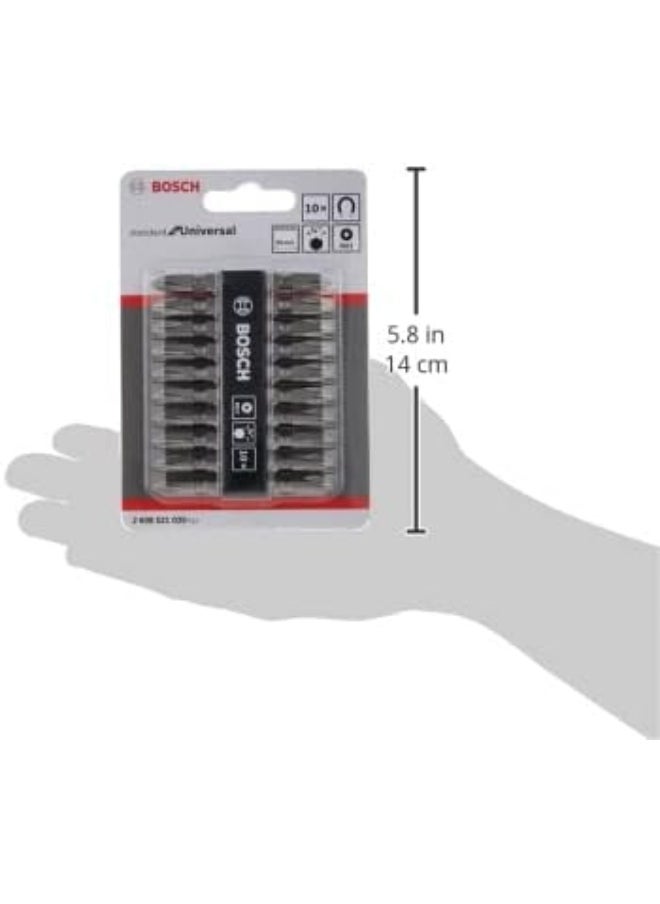 BOSCH - 10 Pieces Ph2 Double Ended Bit Set,65 Mm Total Length, Universal Standard Tools Accessories-2608521039 - Image 1