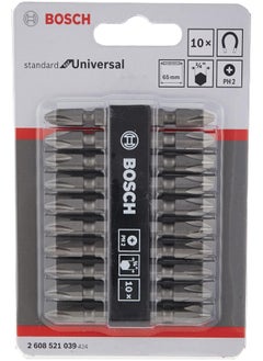 10 Pieces Ph2 Double Ended Bit Set,65 Mm Total Length, Universal Standard Tools Accessories-2608521039